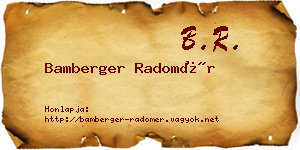 Bamberger Radomér névjegykártya